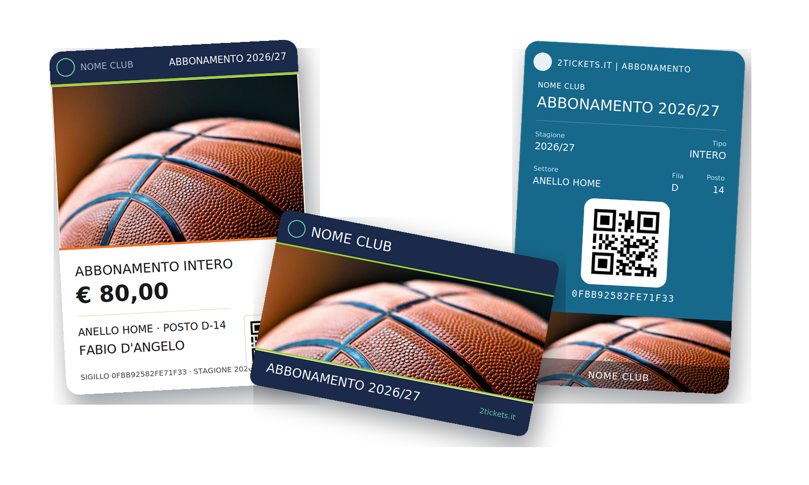 Abbonamento sportivo nei tre formati: cartaceo, card e pass Wallet